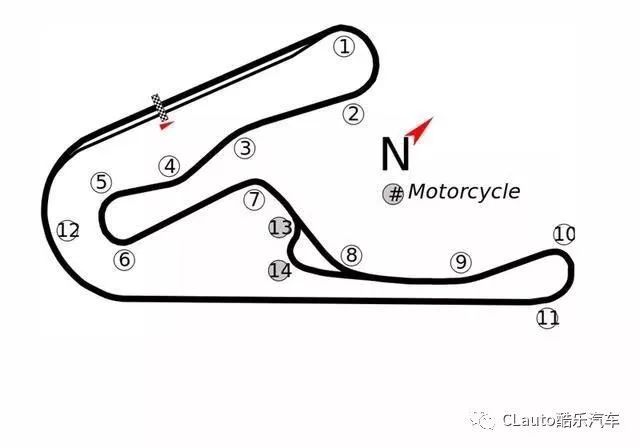 045公里,其中13,14号减速弯专为摩托车比赛而设,该模式下总长2.