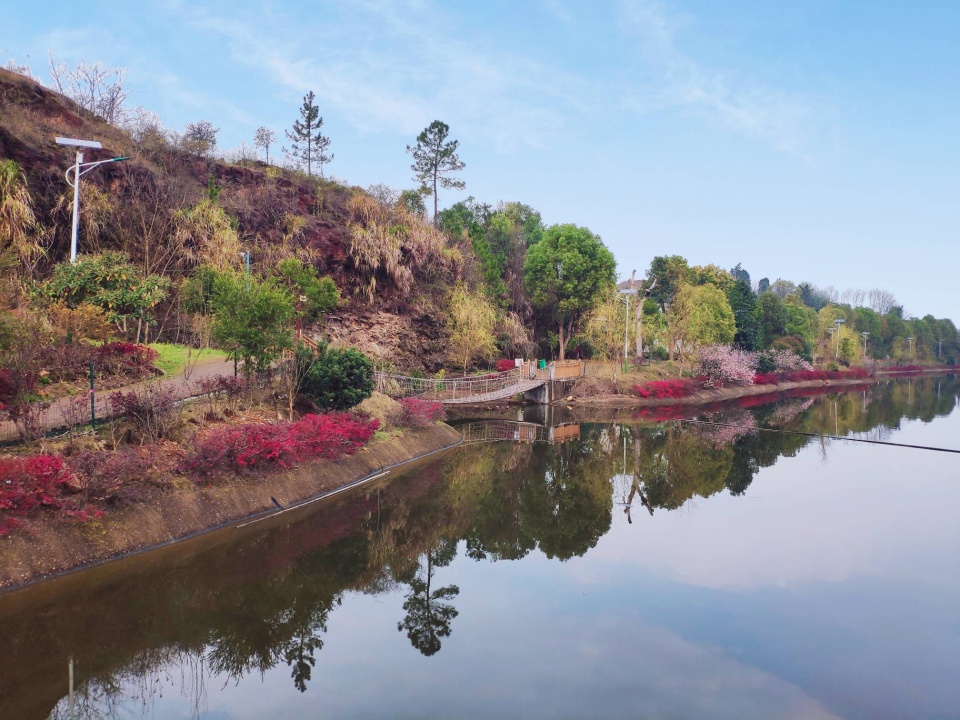 3月10日,衡阳市近郊角山镇香樟苑九阳湖中的桃花岛上,桃花