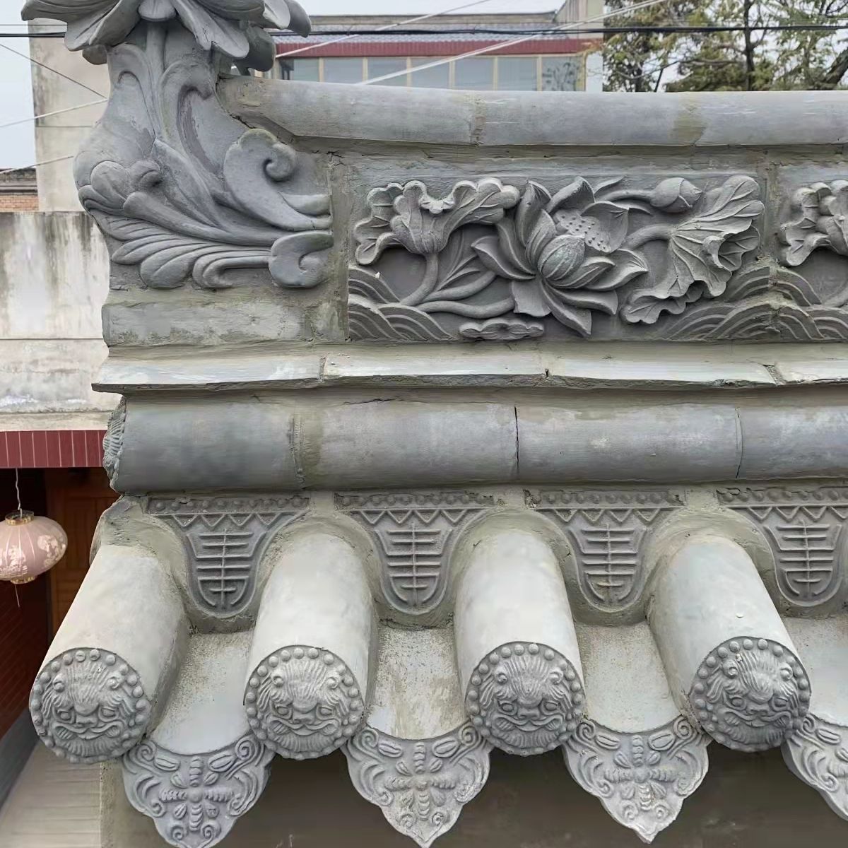 三忠古建手工青砖青瓦脊兽砖雕