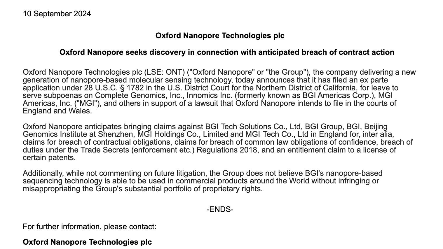 华大最新基因测序仪技术或遭英国测序公司起诉，公司回应称…