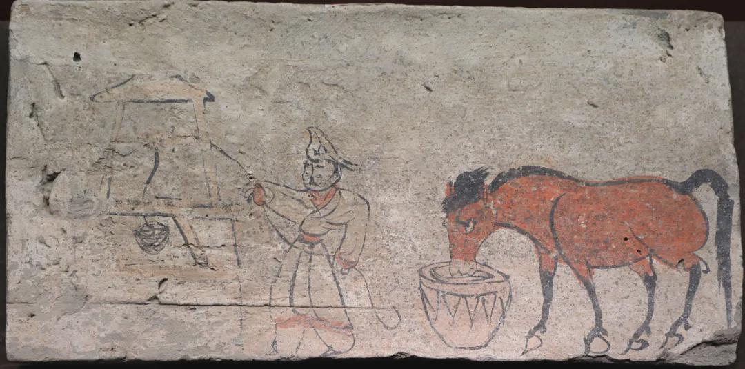 井饮画像砖 晋 高台县博物馆藏
