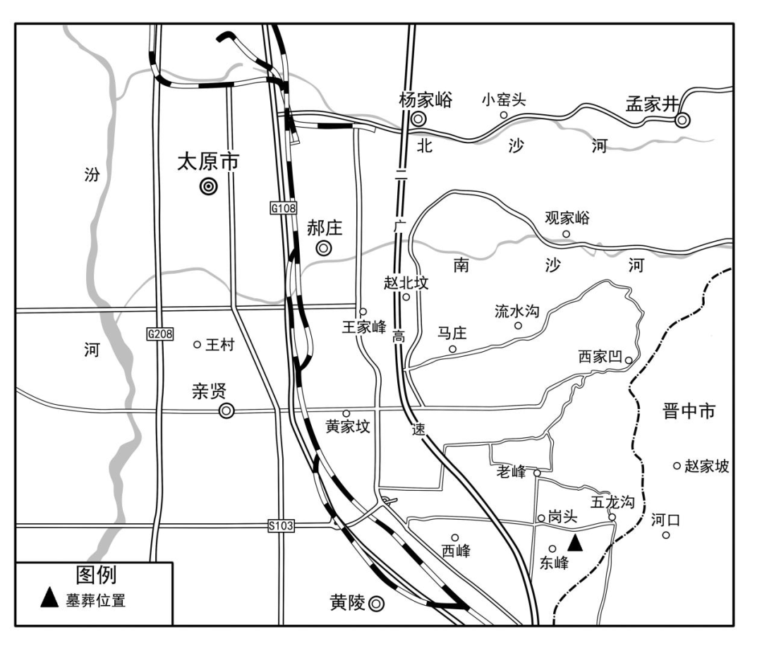 △山西财经大学东山校区元代墓葬位置示意图
