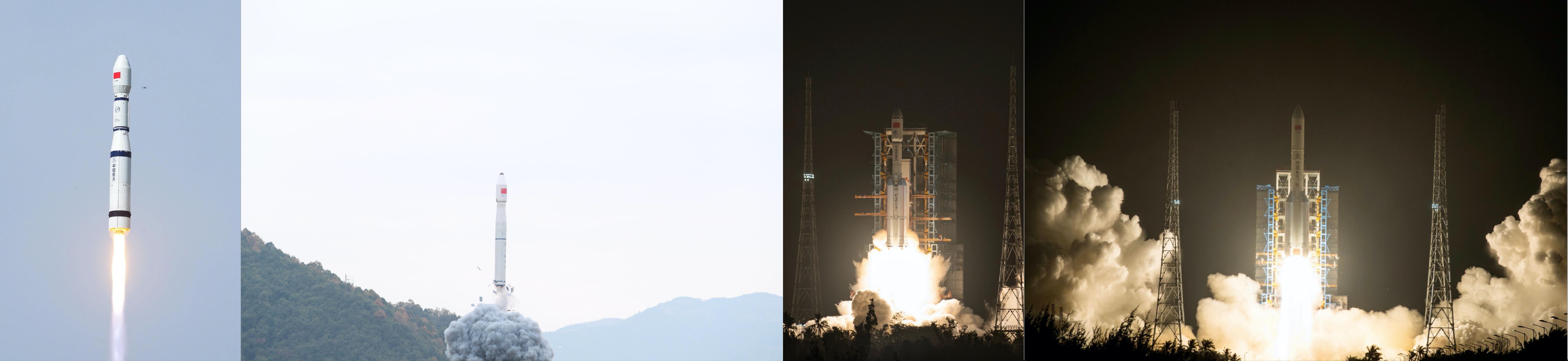 左起：长征六号、长征十一号、长征七号、长征五号