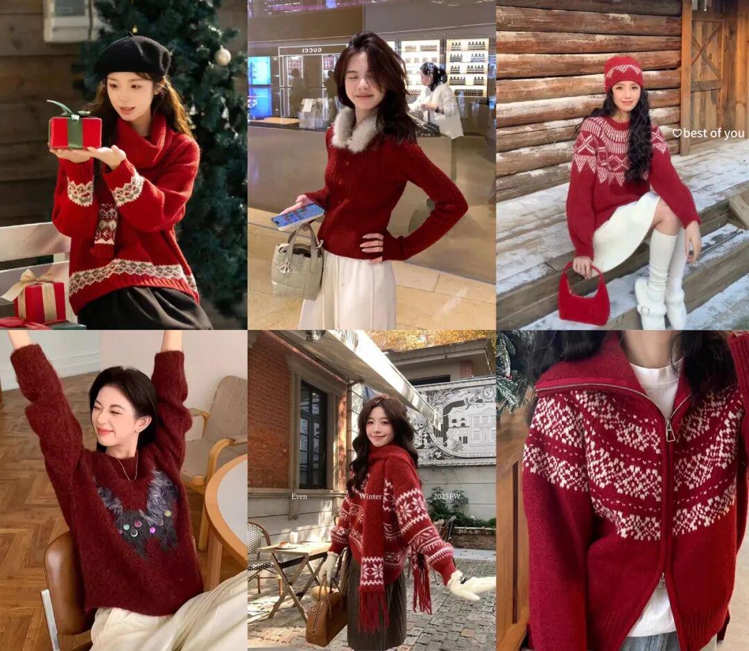 氛围感提花、毛毛领、撞色费尔岛