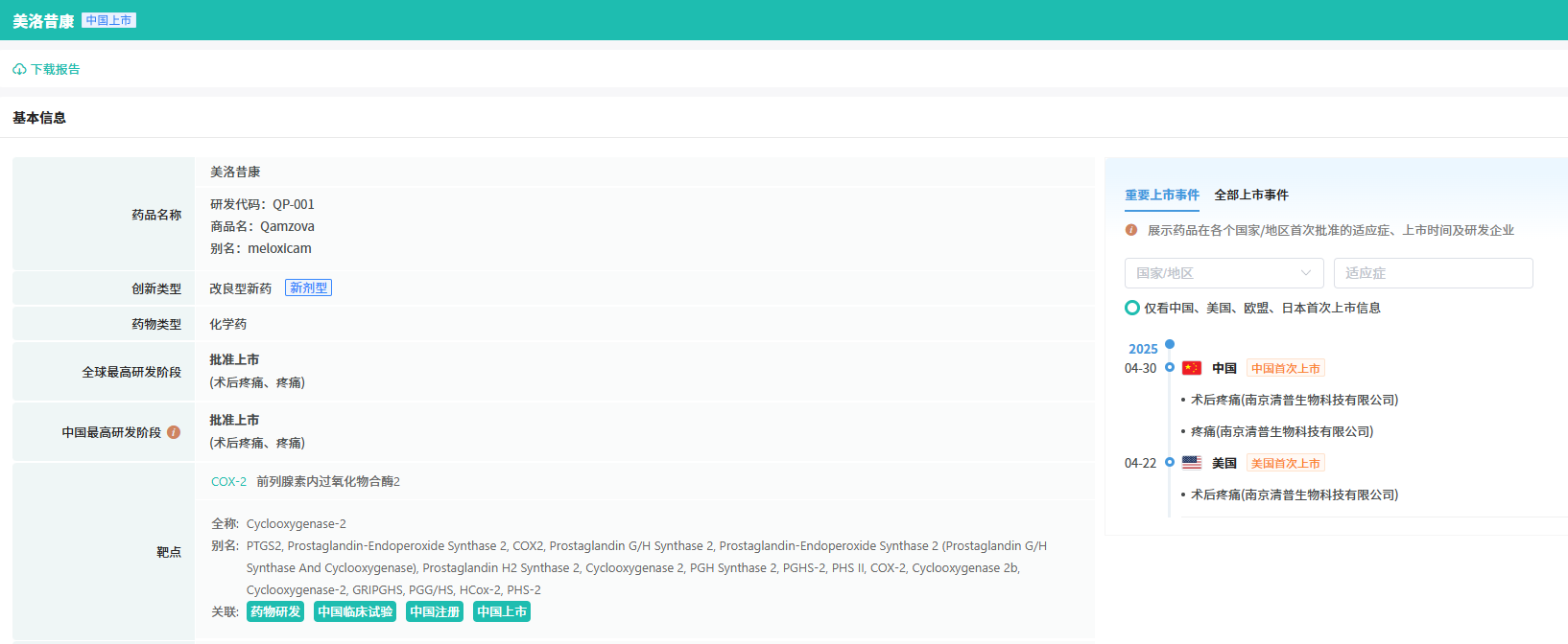 截图来源：摩熵医药全球药物研发数据库
