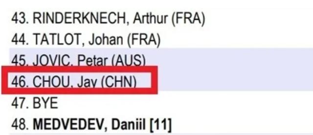 周杰伦澳网国籍标注CHN，岛内集体失声