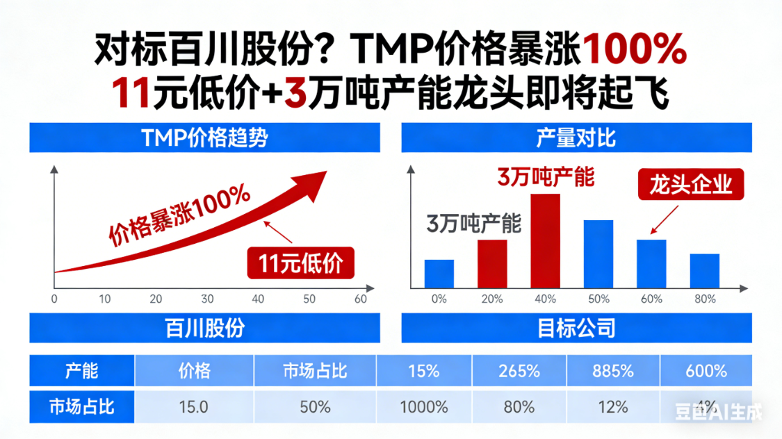 比百川股份还猛？TMP价格暴涨100%  11元低价+3万吨产能龙头起飞