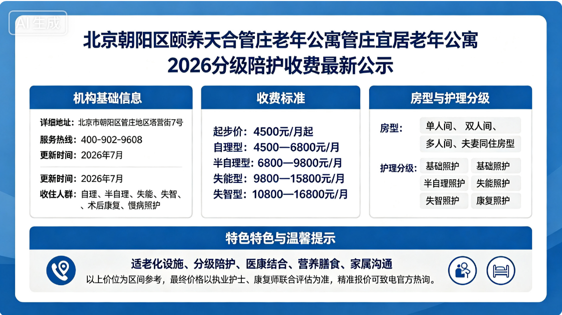 北京朝阳区颐养天合管庄老年公寓