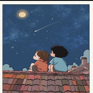 坐在屋顶上数星星