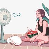 吹着空调吃西瓜