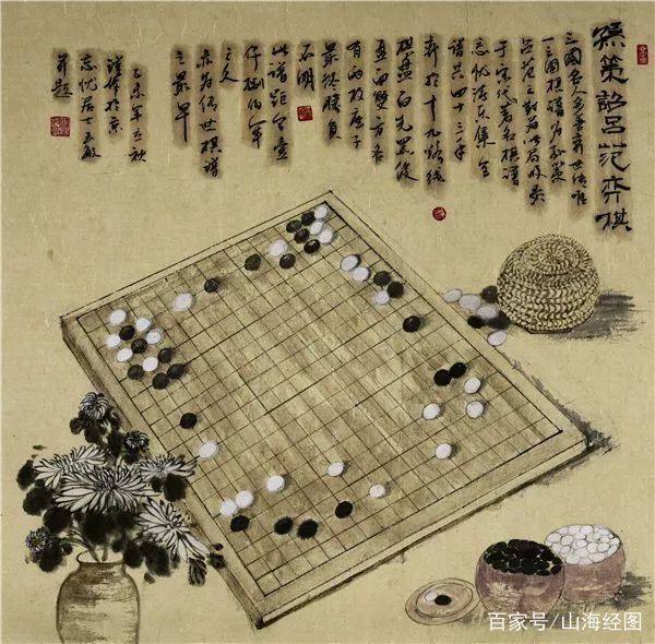 围棋国画《孙策诏吕范弈棋》赏析:中国历史上第一张围棋棋谱