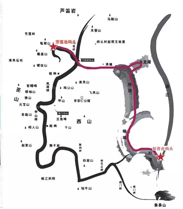 两江四湖路线图图片