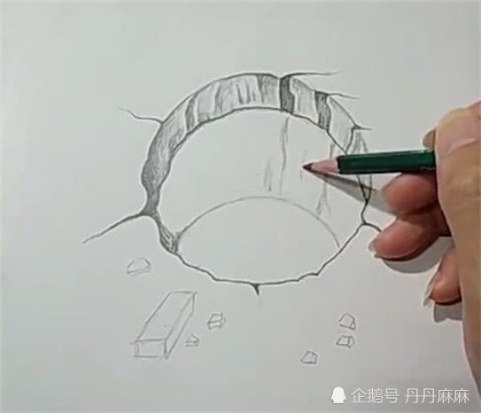 立体画洞 凹坑图片