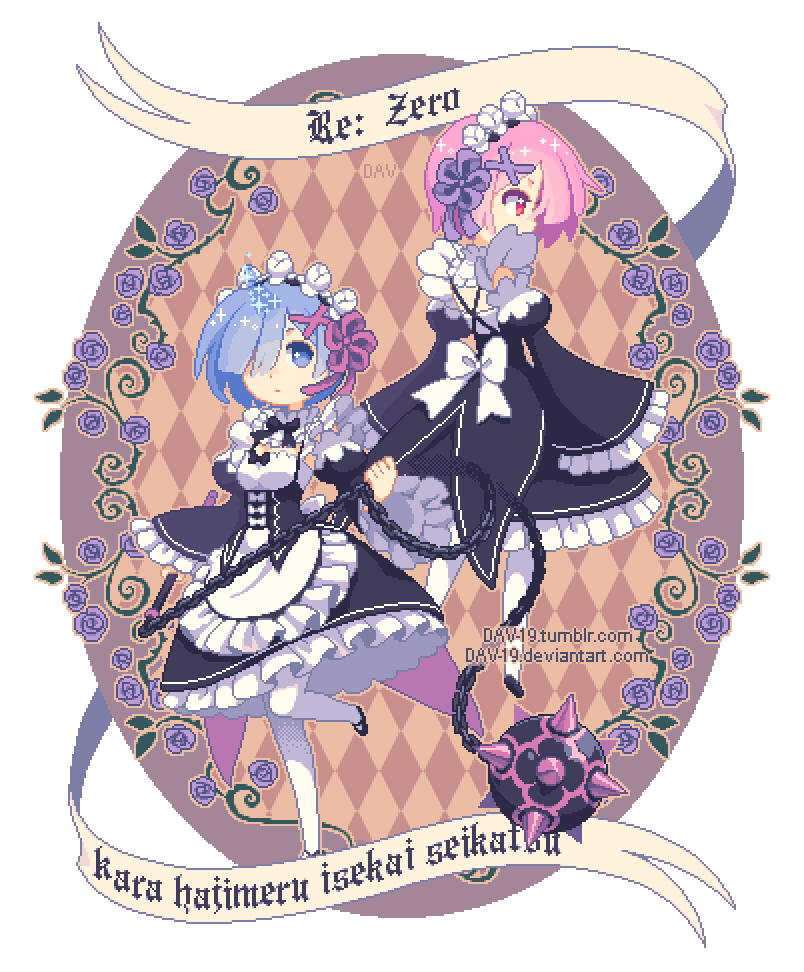 俄罗斯像素画家dav-19超可爱像素画美少女欣赏