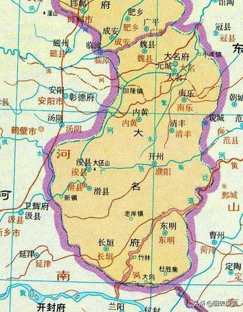上图为明朝时候的河北省大名府地图